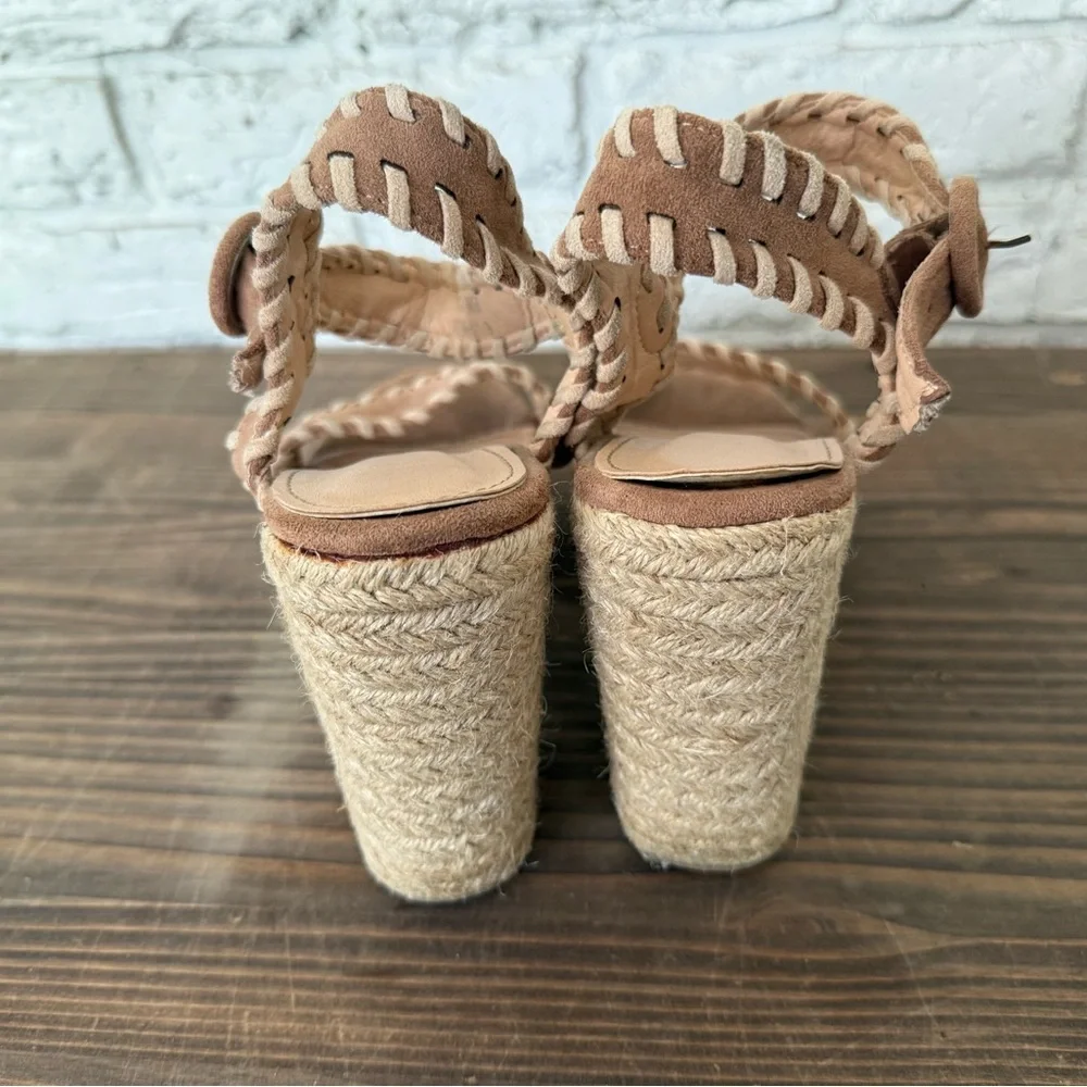 Shu Shop Women’s Justine Brown Suede Braided‎ Espadrille Wedge Sandals Size 9